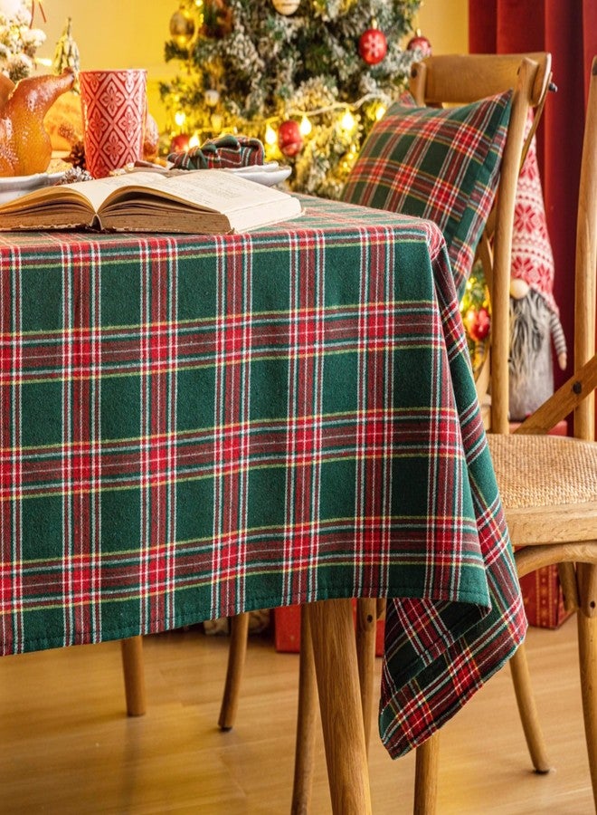 AQOTHES Red Green Plaid Christmas Tablecloth 60x84, Tartan Table Cloth Decorations, Winter Holiday Tablecloths for Rectangle Tables Parties Dining Farmhouse Kitchen Decor - Image 3